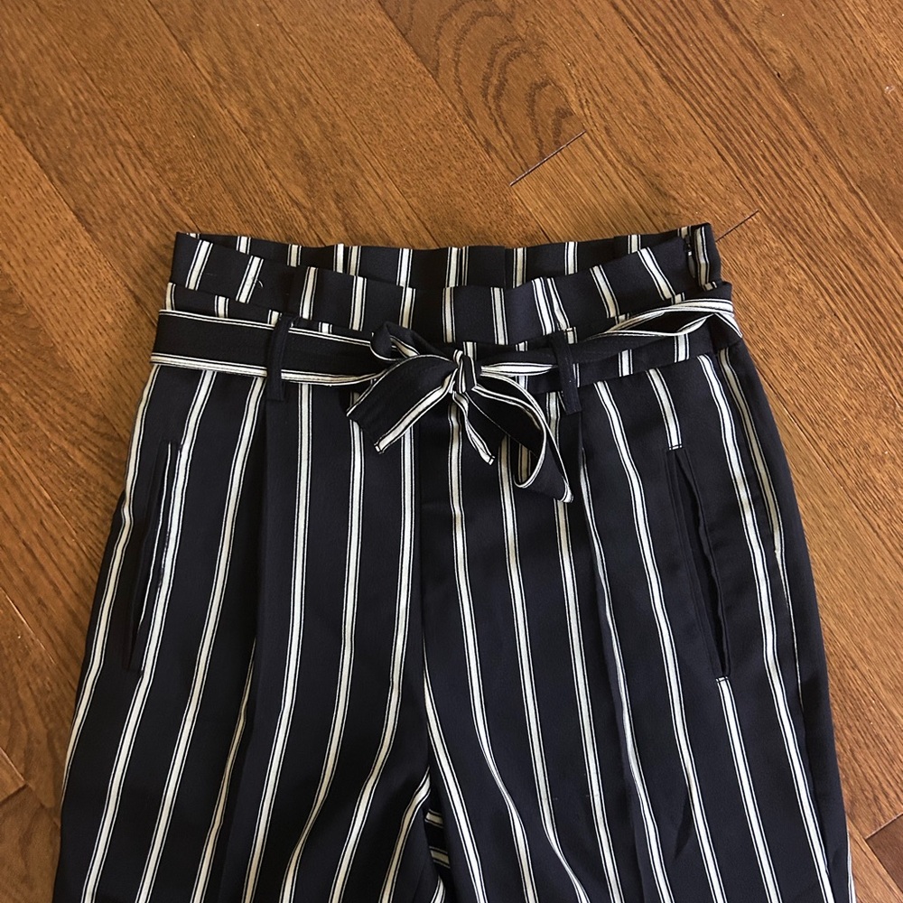 Ci Sono Black and White Striped Trousers